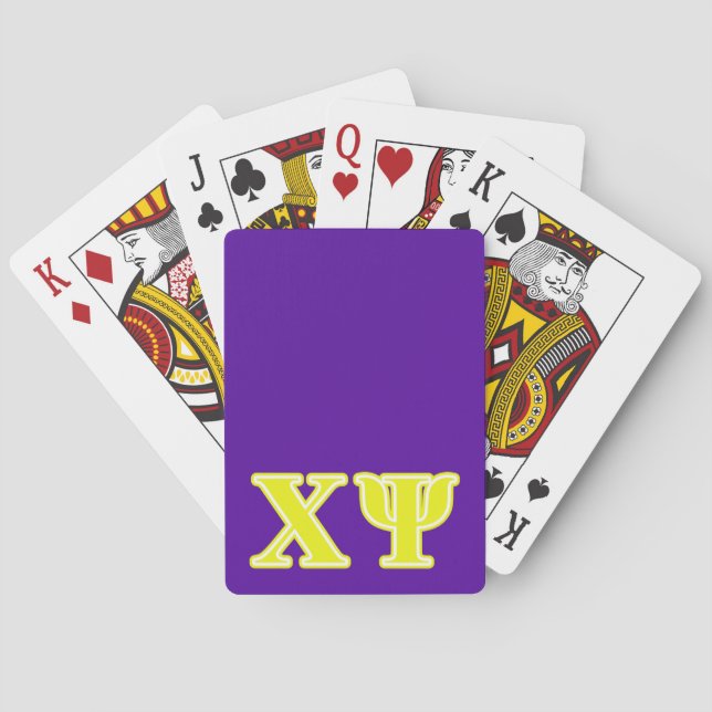 Chi Psi Yellow Letters Poker Cards (Back)