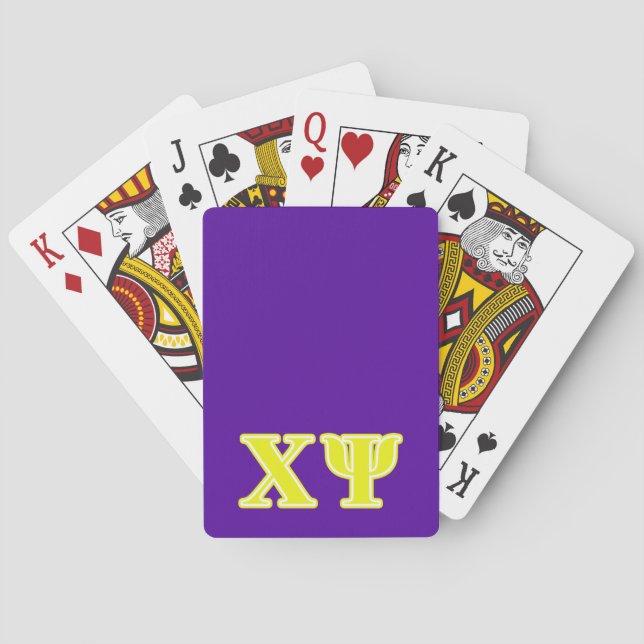Chi Psi Yellow Letters Poker Cards (Back)