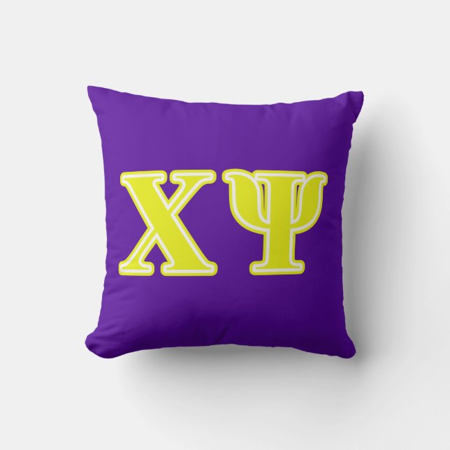 Chi Psi Yellow Letters Throw Pillow (Front)