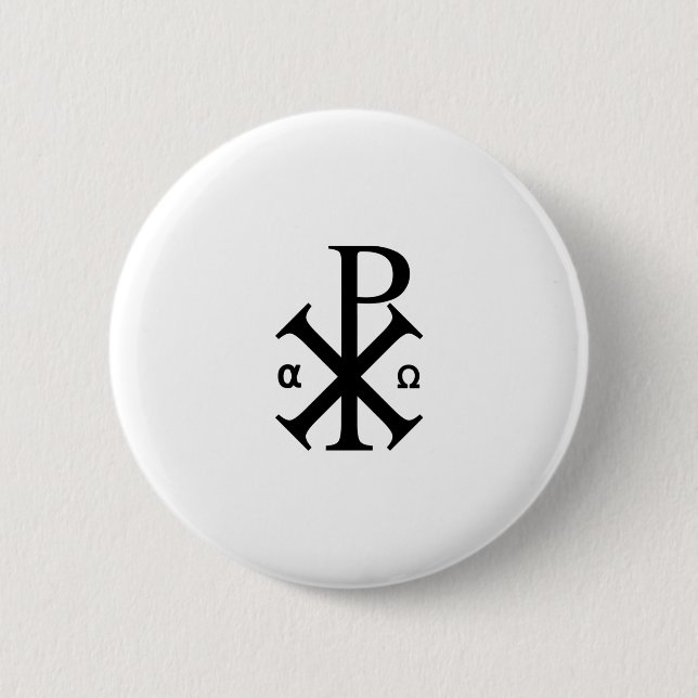 Chi Rho Christian Symbol Button (Front)