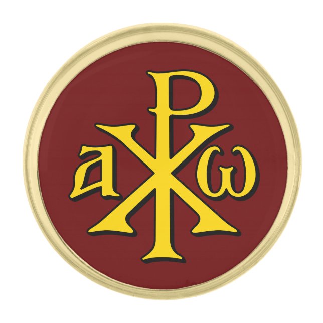 Chi Rho Christogram Gold Finish Lapel Pin (Front)