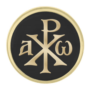 Chi Rho Christogram Gold Finish Lapel Pin