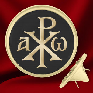 Chi Rho Christogram Gold Finish Lapel Pin