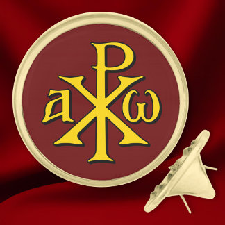 Chi Rho Christogram Gold Finish Lapel Pin