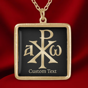 Chi Rho Christogram Gold Plated Necklace