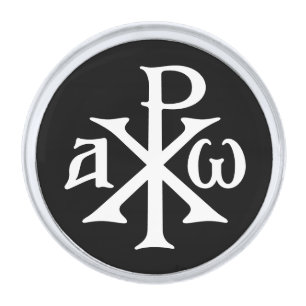 Chi Rho Christogram Silver Finish Lapel Pin