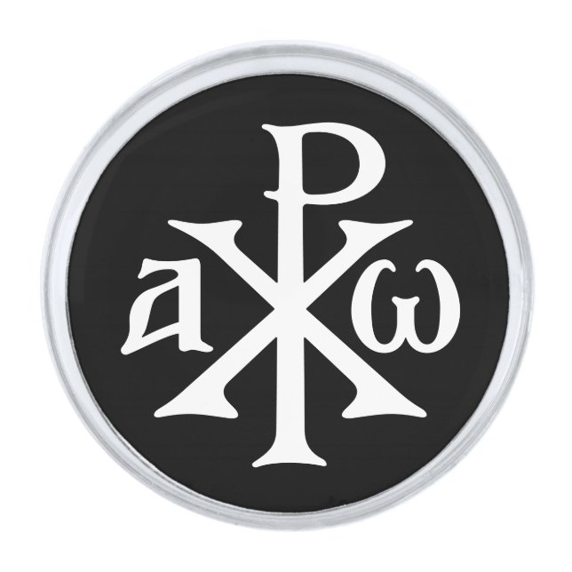 Chi Rho Christogram Silver Finish Lapel Pin (Front)
