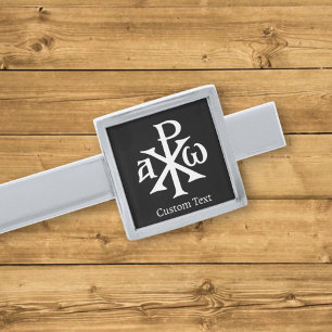 Chi Rho Christogram Silver Finish Tie Bar