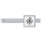 Chi Rho Christogram Silver Finish Tie Bar (Front)