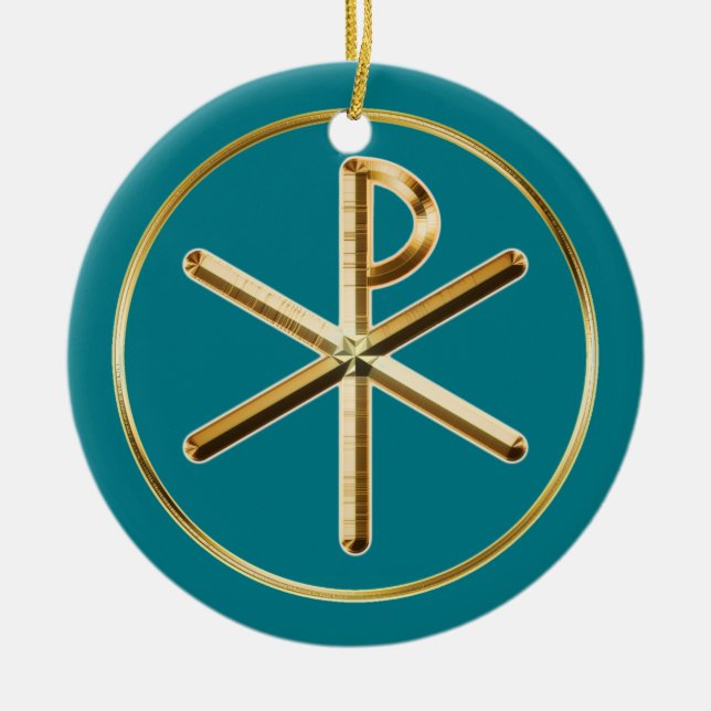 Chi-Rho glow Ceramic Ornament (Front)