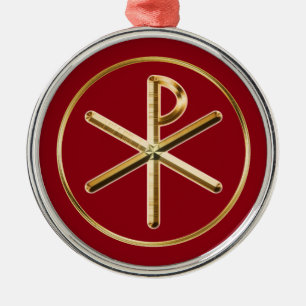Chi-Rho glow Metal Ornament