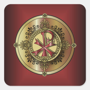 Chi-Rho Monogram ~ Christian Symbol P & X Square Sticker
