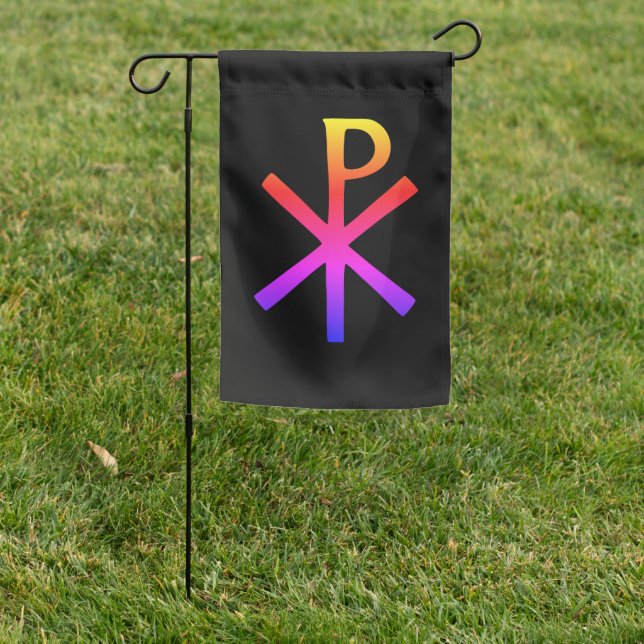 Chi Rho symbol Garden Flag (In SItu)