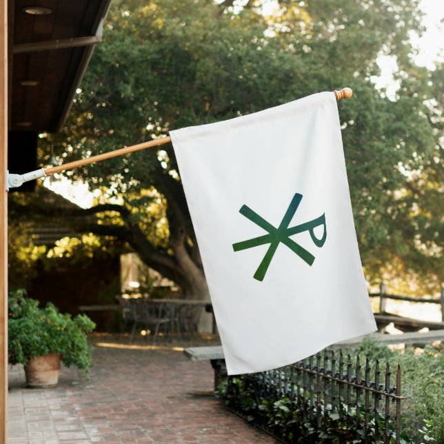 Chi Rho symbol Magnet House Flag (In SItu)
