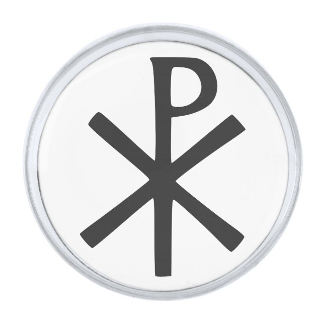 Chi Rho symbol Silver Finish Lapel Pin (Front)