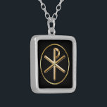 Chi-rho symbol silver plated necklace<br><div class="desc">The ancient Christian Chi-rho symbol formed from the first two letters of “Christ” in Greek.</div>