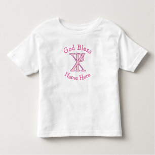 Chi Ro Christian Cross Pink Personalized Toddler T-shirt
