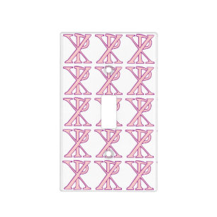 Chi Ro Christian Pink Cross Tiled Light Switch Cover