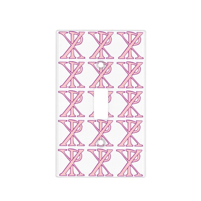 Chi Ro Christian Pink Cross Tiled Light Switch Cover (Front)