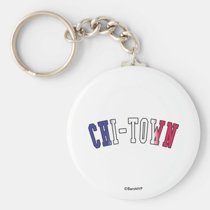 Chi-Town in Illinois State Flag Colors Key Chain