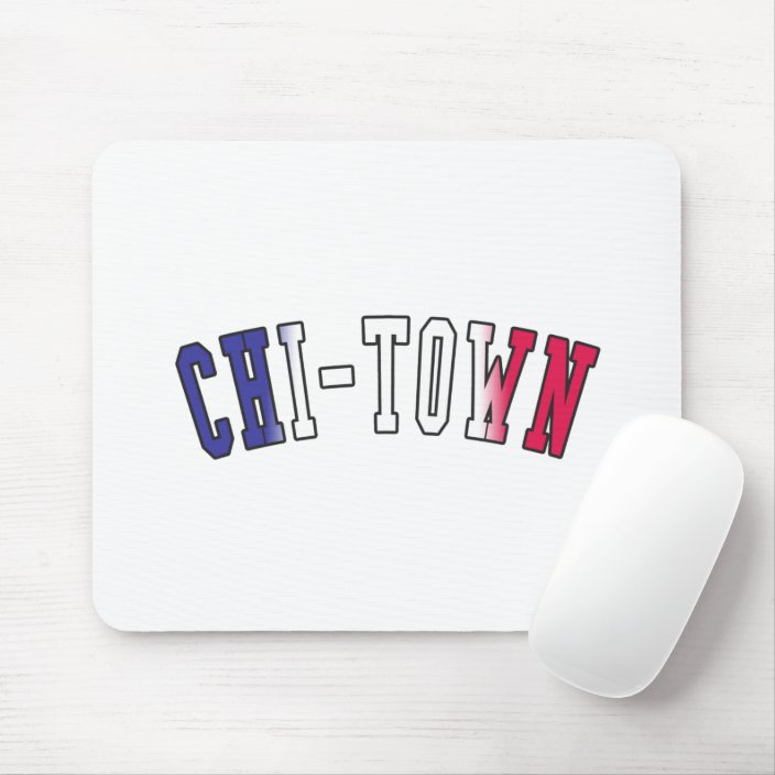 Chi-Town in Illinois State Flag Colors Mouse Pad
