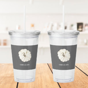 Chia Latte Watercolor White Pumpkin Acrylic Tumbler