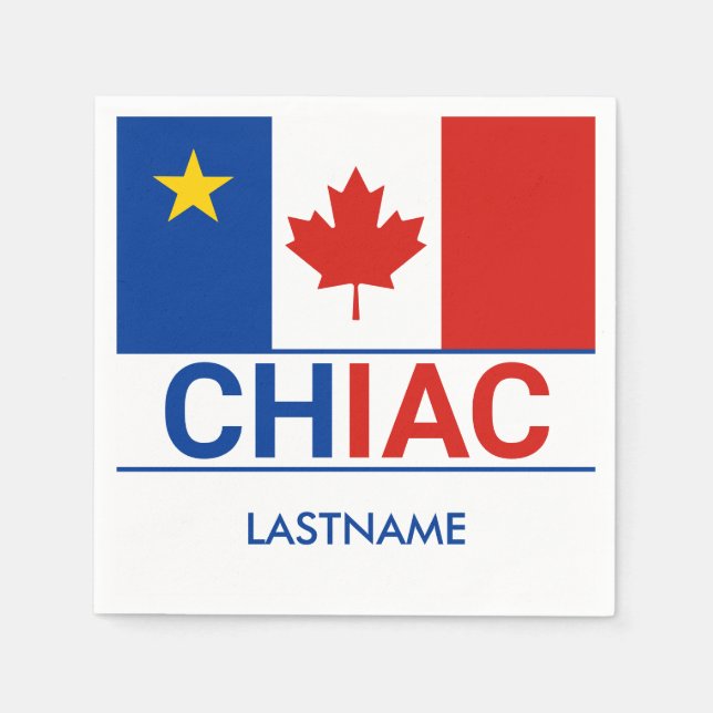 Chiac Acadian Canadian Flag Last Name Napkins (Front)