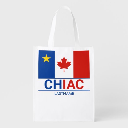 Chiac Acadian Canadian Flag Personalize Grocery Bag