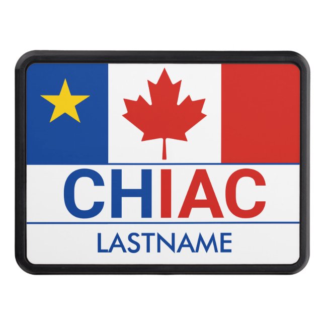Chiac Acadian Canadian Flag Personalize   Hitch Cover (Front)