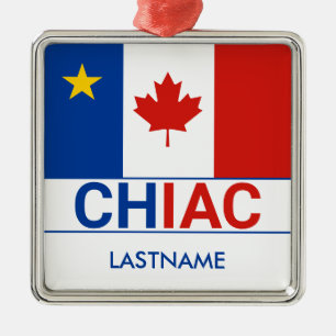 Chiac Acadian Canadian Flag Personalize Metal Ornament