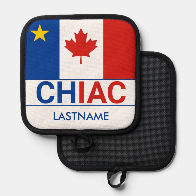 Chiac Acadian Canadian Flag Personalize Pot Holder (Front/Back)
