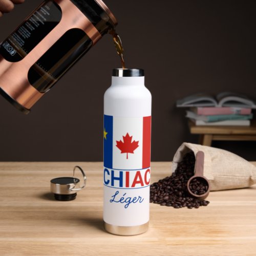 Chiac Acadian Canadian Flag Personalize Surname Water Bottle
