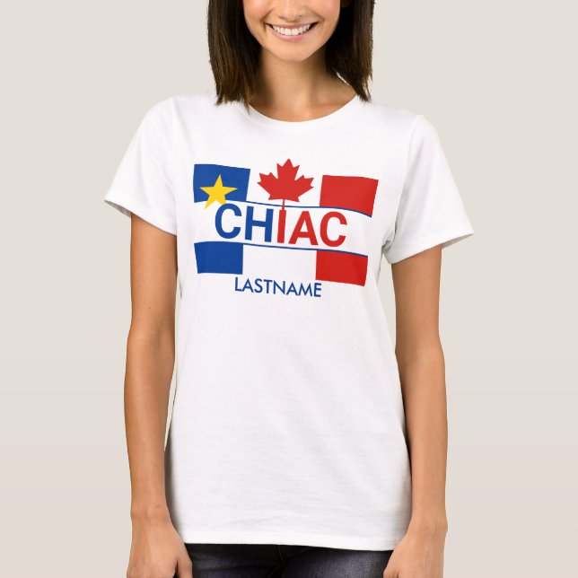 Chiac Acadian Canadian Flag Personalize T-Shirt (Front)