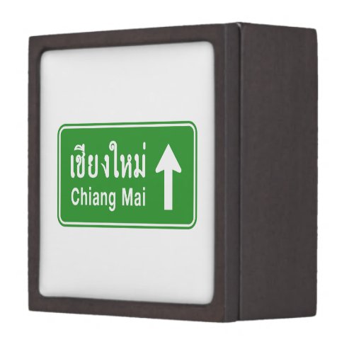 Chiang Mai Ahead  Thai Highway Traffic Sign  Jewelry Box