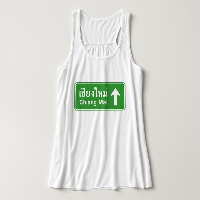 Chiang Mai Ahead ⚠ Thai Highway Traffic Sign ⚠ Tank Top (Design Front)