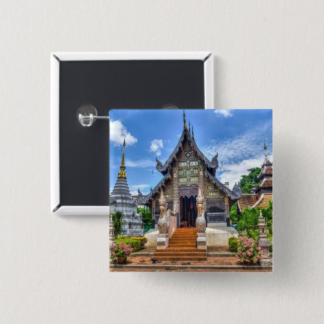 Chiang Mai temple photo Button (Front & Back)