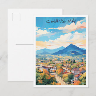 Chiang Mai Thailand Art Travel Postcard