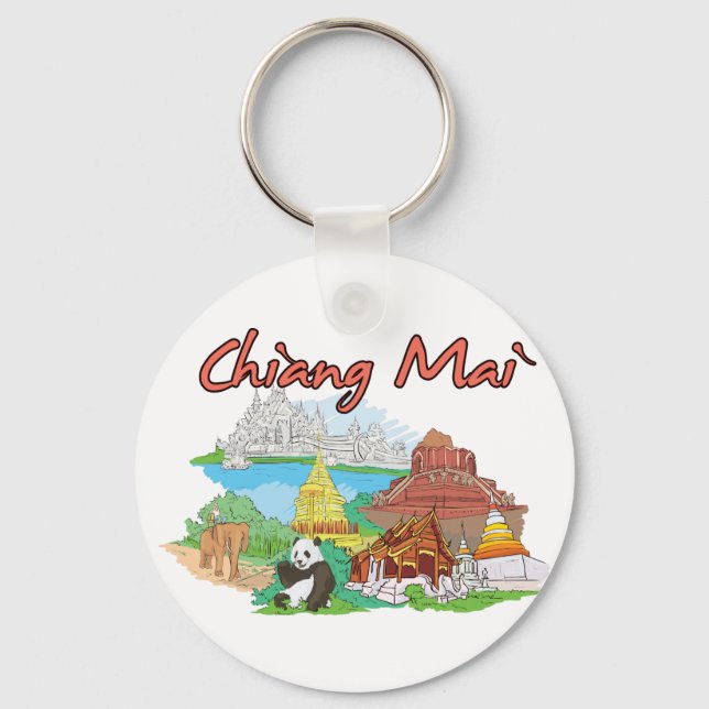 Chiang Mai, Thailand Famous City Keychain (Front)