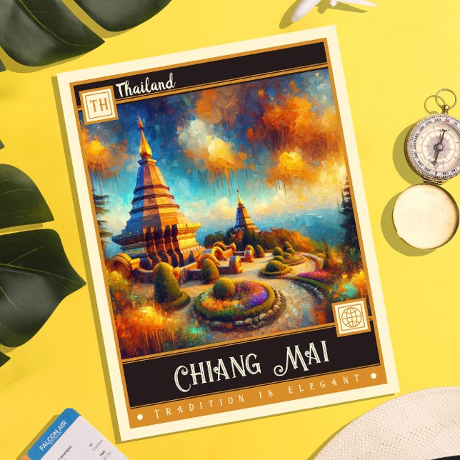 Chiang Mai, Thailand | Vintage Painting Postcard (Creator Uploaded)
