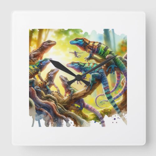 Chiapas Giant Anole 030624AREF115 _ Watercolor Square Wall Clock