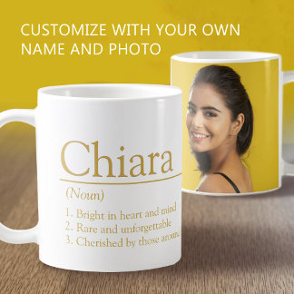 Chiara name definition custom photo white gold coffee mug