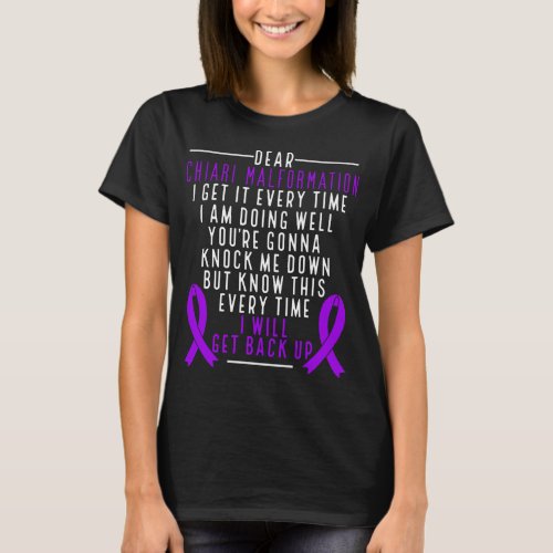 Chiari Malformation Awareness back Purple Ribbon T_Shirt