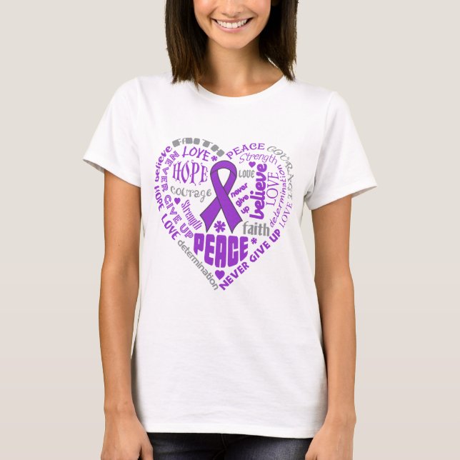 Chiari Malformation Awareness Heart Words T-Shirt (Front)
