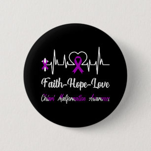 Chiari Malformation Awareness Heartbeat Christian  Button
