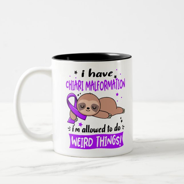 Chiari Malformation Awareness Month Ribbon Gifts Two-Tone Coffee Mug (Left)