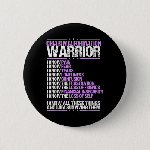 Chiari Malformation Awareness Pain Survivor Purple Button