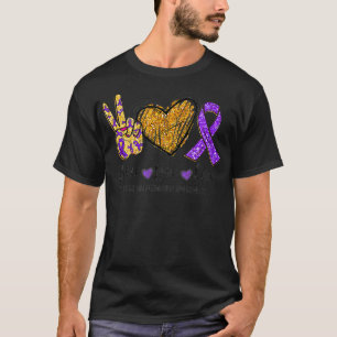 Chiari Malformation Awareness Peace Love Cure Purp T-Shirt