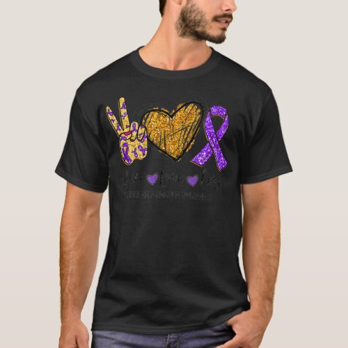Chiari Malformation Awareness Peace Love Cure Purp T_Shirt