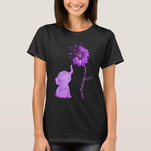 Chiari Malformation Awareness Purple Sunflower Ele T_Shirt
