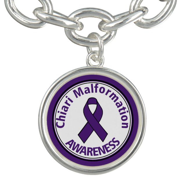 Chiari Malformation Awareness Ribbon Charm Bracelet (Design)